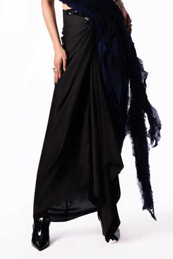 Buy Nupur Kanoi Blue Crepe, Chiffon, Lycra, Satin One Sequin Fur Top With Front Knot Skirt Online at Aza Fashions Buy_Nupur Kanoi_Blue Crepe, Chiffon, Lycra, Satin One Sequin Fur Top With Front Knot Skirt _Online_at_Aza_Fashions
