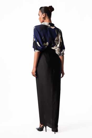 Nupur Kanoi Studded Peplum Shirt With Front Knot Skirt 
