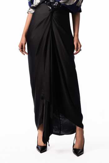 Buy Nupur Kanoi Blue Crepe, Satin Collared Neck Studded Peplum Shirt With Front Knot Skirt Online at Aza Fashions Buy_Nupur Kanoi_Blue Crepe, Satin Collared Neck Studded Peplum Shirt With Front Knot Skirt _Online_at_Aza_Fashions
