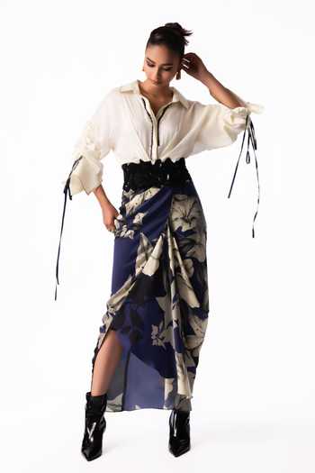 Nupur Kanoi Printed Sequin Pick-Up Shirt Dress