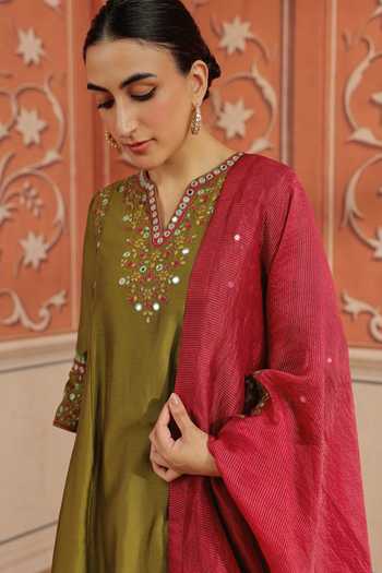 Dohr India Lehar Silk Chanderi Kurta Set 