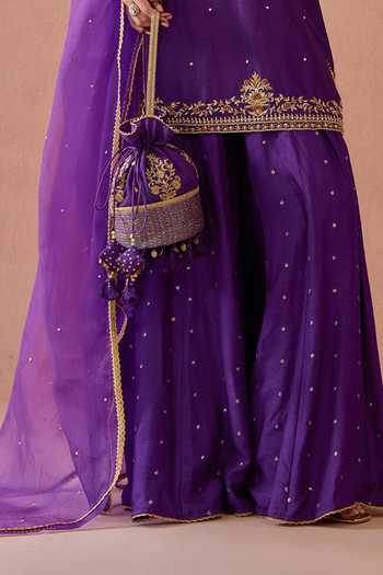 Shop Kritika Dawar Purple , Organza Halter Neck, Yes Shahira Embroidered Kurta Sharara Set Online at Aza Fashions Shop_Kritika Dawar_Purple , Organza Halter Neck, Yes Shahira Embroidered Kurta Sharara Set _Online_at_Aza_Fashions