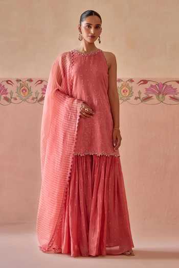 Kritika Dawar Ira Floral Thread Work Kurta Gharara Set