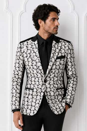 Nivedita Saboo Abstract Mosaic Jacquard Woven Tuxedo 