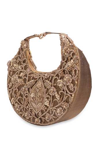 Buy_5elements_Gold Kashida Embroidered Handbag _Online_at_Aza_Fashions