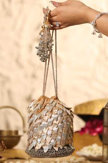 5elements Phoolwari Shimmering Metallic Potli
