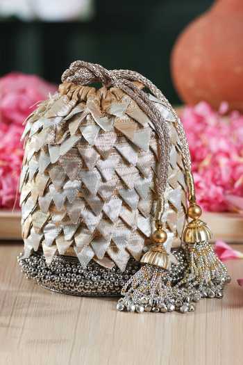 5elements Phoolwari Shimmering Metallic Potli