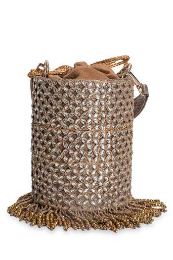 Shop_5elements_Gold Beads, Crystals, Tassels, Fringe Nayab Embellished Potli _Online_at_Aza_Fashions