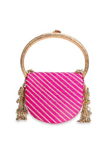 Shop 5elements Pink Rangrez Embellished Handbag Online at Aza Fashions Shop_5elements_Pink Rangrez Embellished Handbag _Online_at_Aza_Fashions