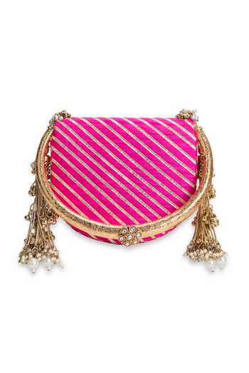 5elements Pink Rangrez Embellished Handbag at Aza Fashions 5elements_Pink Rangrez Embellished Handbag _at_Aza_Fashions
