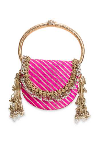 Buy 5elements Pink Rangrez Embellished Handbag Buy_5elements_Pink Rangrez Embellished Handbag