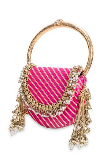 Shop 5elements Pink Rangrez Embellished Handbag Shop_5elements_Pink Rangrez Embellished Handbag