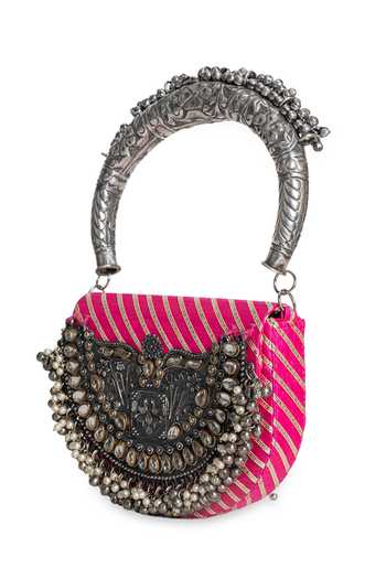 5elements_Pink Rangraas Embellished Handbag _Online_at_Aza_Fashions
