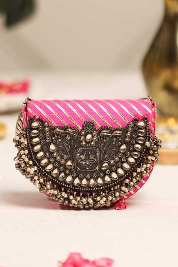 5elements_Pink Rangraas Embellished Handbag _at_Aza_Fashions
