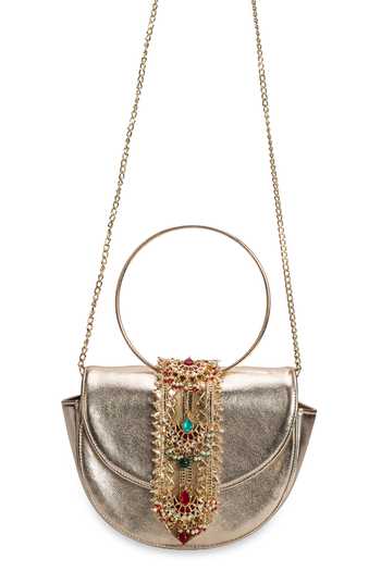 5elements Gold Noorjahan Metallic Handbag at Aza Fashions 5elements_Gold Noorjahan Metallic Handbag _at_Aza_Fashions