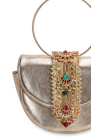 Shop 5elements Gold Noorjahan Metallic Handbag Shop_5elements_Gold Noorjahan Metallic Handbag
