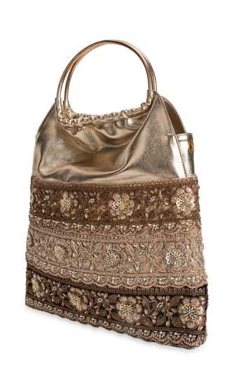 Shop_5elements_Gold Zarbaft Embroidered Metallic Handbag _Online_at_Aza_Fashions