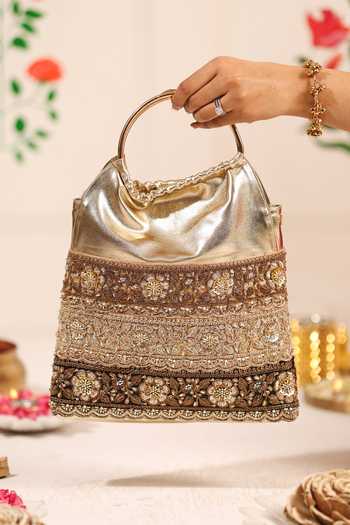 5elements Zarbaft Embroidered Metallic Handbag