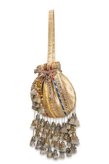 Buy_5elements_Gold Zari, Tassels, Metallic Thread Rangmahal Ccadting Potli 