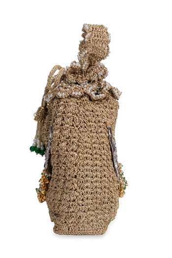 5elements_Gold Beads, Pearls, Zari, Tassels Morangi Peacock Artistry Potli _Online_at_Aza_Fashions