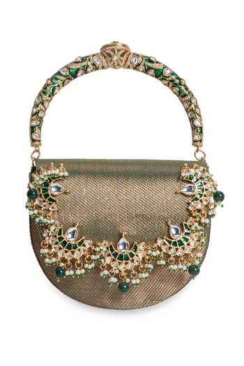 Buy_5elements_Green Meher Kundan Motif Embellished Clutch 