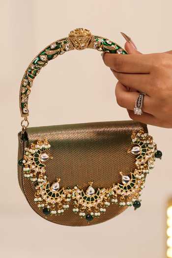 5elements Meher Kundan Motif Embellished Clutch