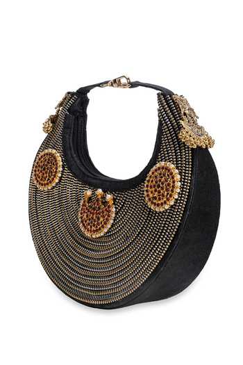 Shop_5elements_Black Rajnandini Metallic Beadwork Handbag _Online_at_Aza_Fashions