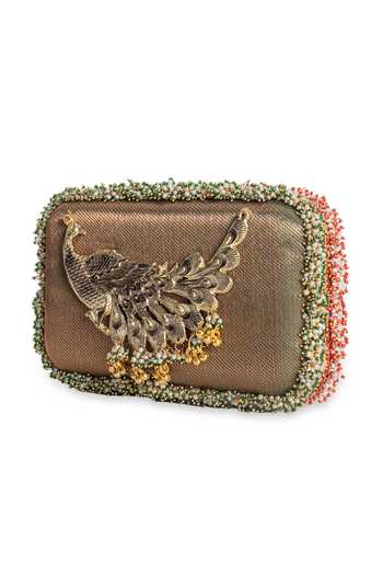Buy_5elements_Pink Morbagh Metallic Motif Dual Clutch 