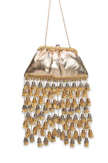 Shop 5elements Gold Tassels, Chains Kanakjhari Handcrafted Potli Online at Aza Fashions Shop_5elements_Gold Tassels, Chains Kanakjhari Handcrafted Potli _Online_at_Aza_Fashions