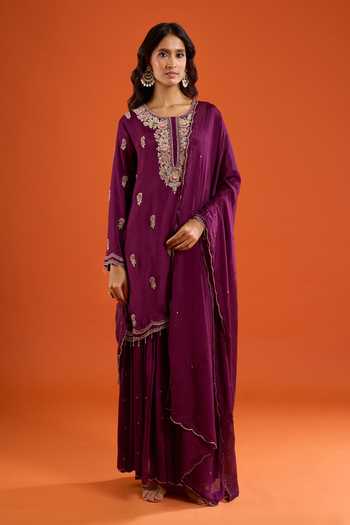 Aariyana Couture Floral Embroidered Kurta Sharara Set 
