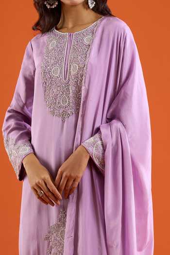 Aariyana Couture Purple Chinon Round Neck, Yes Cutdana Embroidered Kurta Set at Aza Fashions Aariyana Couture_Purple Chinon Round Neck, Yes Cutdana Embroidered Kurta Set _at_Aza_Fashions