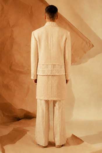 Shop Rohit Doshi Off White Embroidered Jacket And Kurta Set at Aza Fashions Shop_Rohit Doshi_Off White Embroidered Jacket And Kurta Set _at_Aza_Fashions