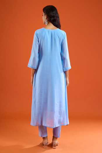 Aariyana Couture Floral Placement Embroidered Kurta Set 