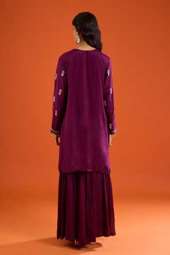 Aariyana Couture Floral Embroidered Kurta Sharara Set 