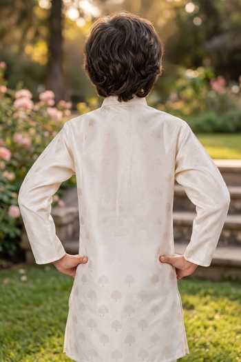 Petite Pomme Jaquard Art Silk Kurta & Pant Set 