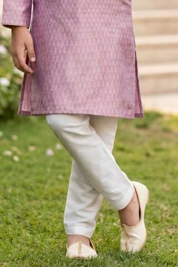 Petite Pomme Pink Woven Kurta And Pant Set Online at Aza Fashions Petite Pomme_Pink Woven Kurta And Pant Set _Online_at_Aza_Fashions