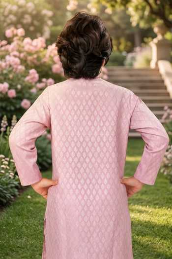 Petite Pomme Woven Kurta & Art Silk Pant Set 