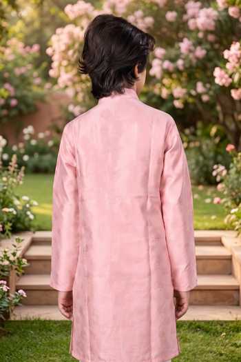 Petite Pomme Jaquard Kurta & Art Silk Pant Set