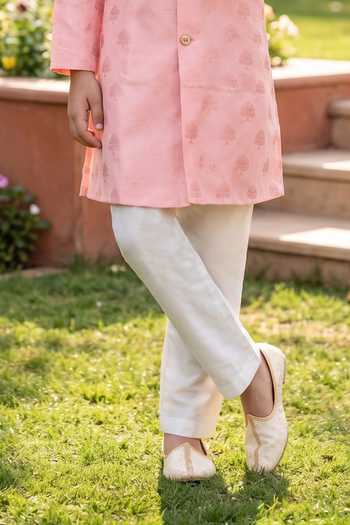 Buy Petite Pomme Pink Jacquard, Silk Kurta And Art Pant Set Online at Aza Fashions Buy_Petite Pomme_Pink Jacquard, Silk Kurta And Art Pant Set _Online_at_Aza_Fashions