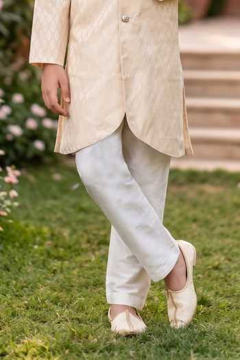 Petite Pomme Off White Jacquard, Silk Kurta And Art Pant Set Online at Aza Fashions Petite Pomme_Off White Jacquard, Silk Kurta And Art Pant Set _Online_at_Aza_Fashions