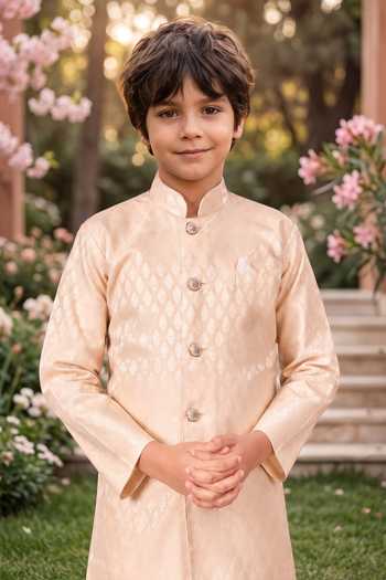 Buy Petite Pomme Off White Jacquard, Silk Kurta And Art Pant Set Online at Aza Fashions Buy_Petite Pomme_Off White Jacquard, Silk Kurta And Art Pant Set _Online_at_Aza_Fashions