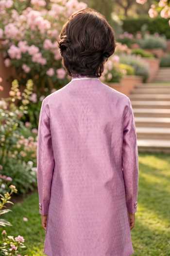 Petite Pomme Jaquard Kurta & Art Silk Pant Set