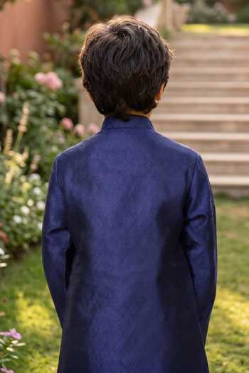 Petite Pomme Jaquard Kurta & Art Silk Pant Set