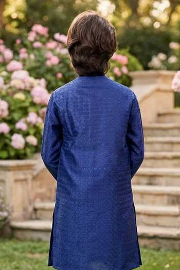 Petite Pomme Jaquard Kurta & Art Silk Pant Set