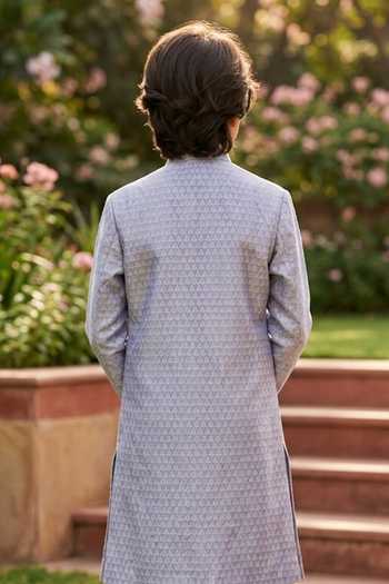Petite Pomme Jaquard Kurta & Pant Set