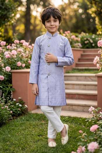 Petite Pomme Jaquard Kurta & Pant Set