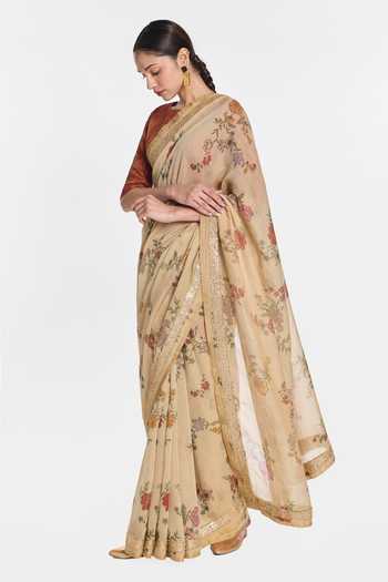 Payal Pratap Orange Chanderi, Tissue Boat Neck Charulata Blouse Online at Aza Fashions Payal Pratap_Orange Chanderi, Tissue Boat Neck Charulata Blouse _Online_at_Aza_Fashions