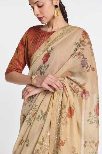 Shop Payal Pratap Orange Chanderi, Tissue Boat Neck Charulata Blouse Online at Aza Fashions Shop_Payal Pratap_Orange Chanderi, Tissue Boat Neck Charulata Blouse _Online_at_Aza_Fashions