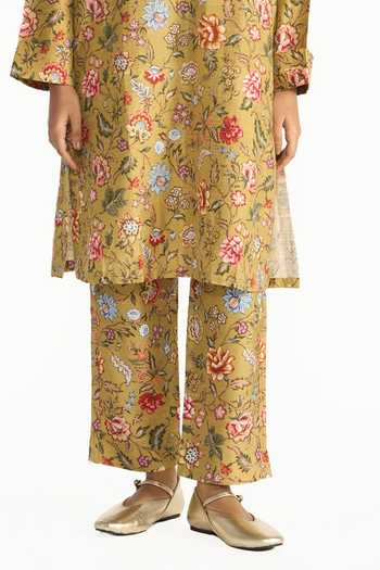 Buy Payal Pratap Gold Silk, Dupion Surabhi Floral Print Pant Online at Aza Fashions Buy_Payal Pratap_Gold Silk, Dupion Surabhi Floral Print Pant _Online_at_Aza_Fashions