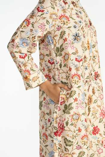 Payal Pratap Multi Color Silk, Dupion Mandarin Collar Madhavi Floral Print Tunic And Pant Set at Aza Fashions Payal Pratap_Multi Color Silk, Dupion Mandarin Collar Madhavi Floral Print Tunic And Pant Set _at_Aza_Fashions